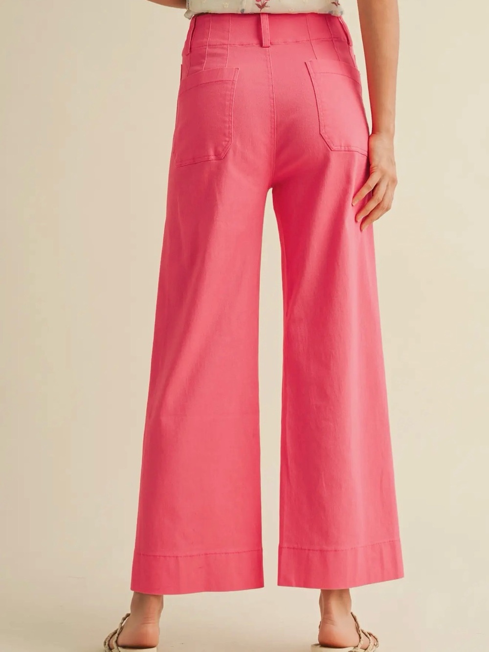 High-Rise Cropped Wide-Leg Jeans in Bright Pink - Picture 6 of 6